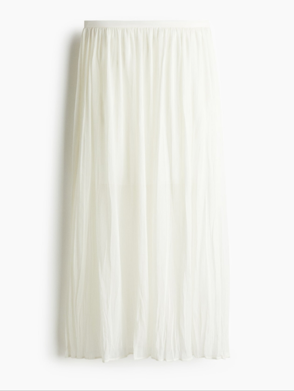 NWT H&M White Crinkled Midi Skirt Size 6 High Waisted